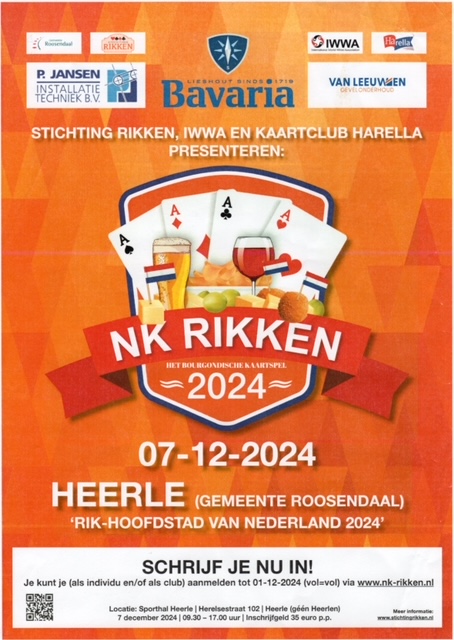 Reserveer je plek voor het NK rikken op 7 december